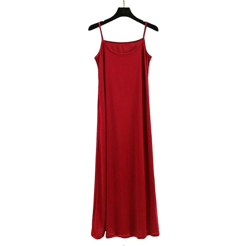Womens Summer Satin Dresses Comfortable Solid Color Loose Cami Under Maxi Dress For Toddler Girls Women | Fruugo SG