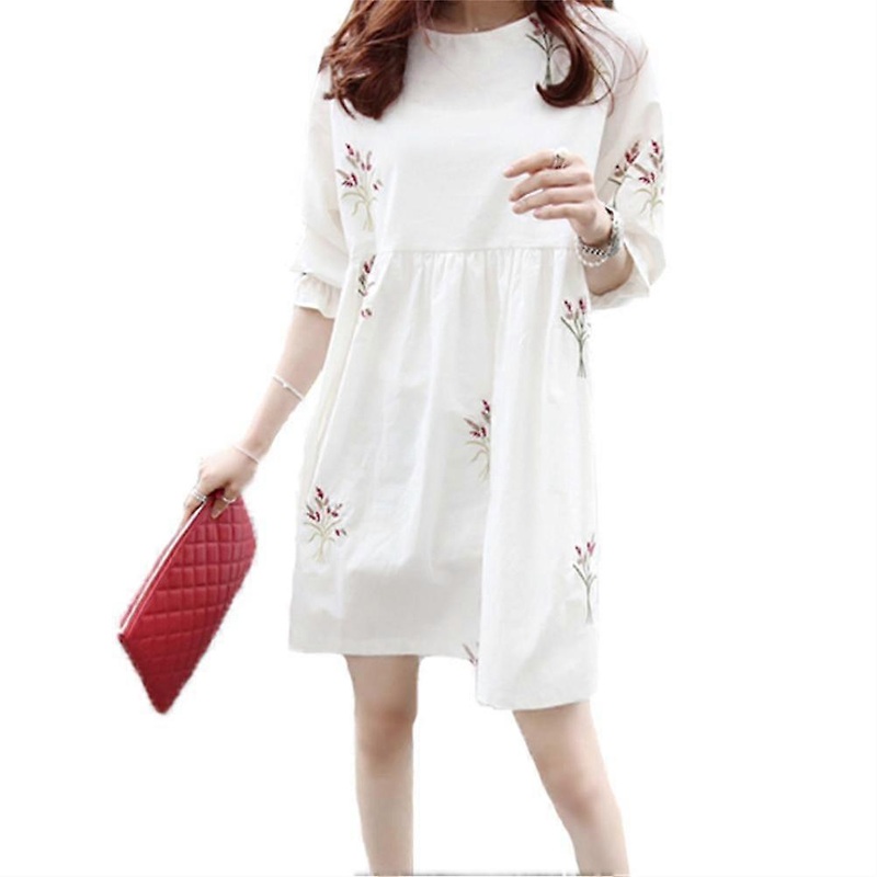 Women’s summer dress, loose fit, five-quarter sleeves, large size, mid-length small floral , XL | Fruugo SG