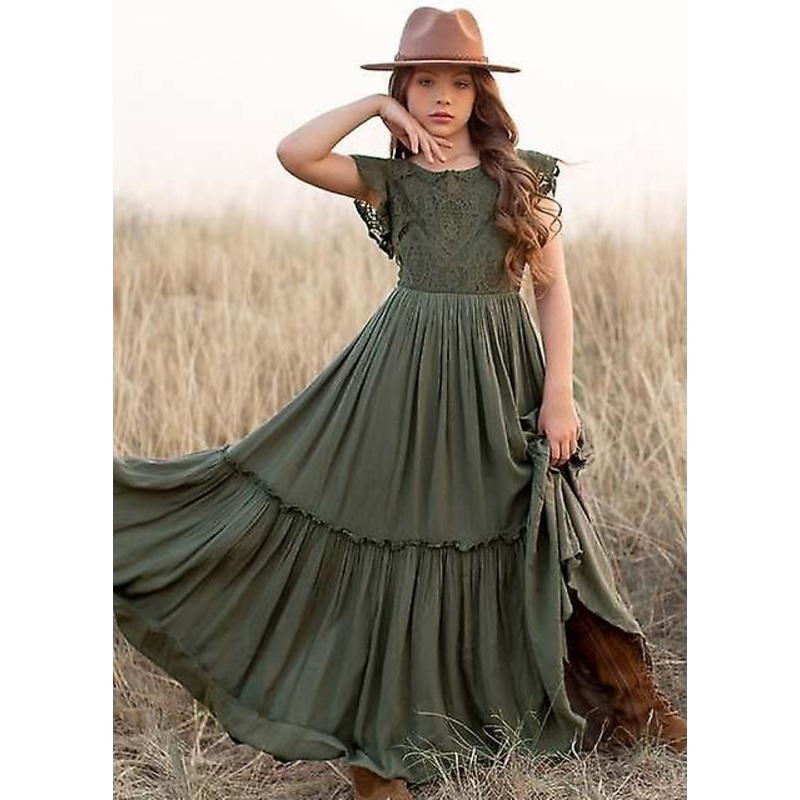 Big Size Princess Girls Cotton Lace Party Teens Long Dresses Baby Kids Flower Girl Wedding Birthday Children Clothing For 6-14y | Fruugo SG