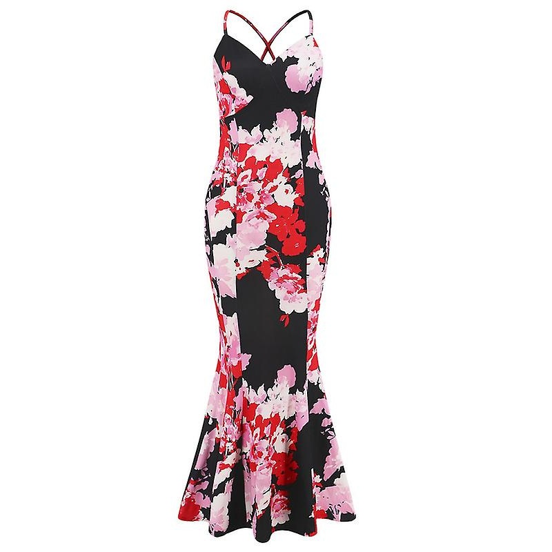 Women’s Floral V Neck Sling Open Back Summer Maxi Dress | Fruugo SG