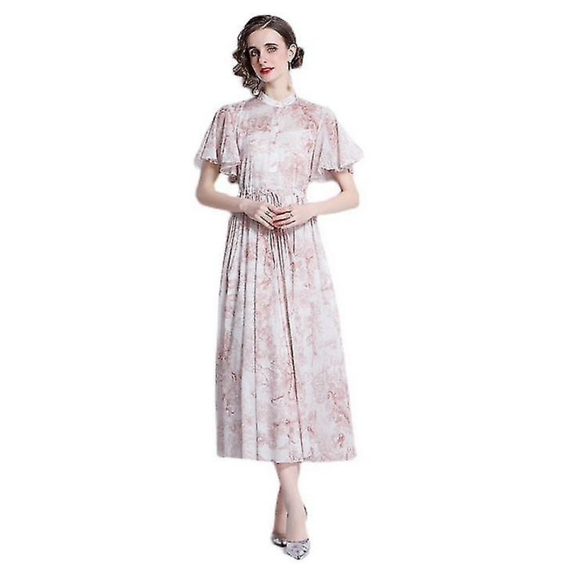 Women’s Spring And Autumn Long Dress Standing Collar Landscape Print Long Sleeve Dress | Fruugo SG