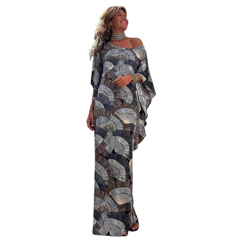 Womens Summer Vintage Bohemian Dress Casual Wide Scoop Neck Printed Dress Swing Dress Short Sleeve Beach-Vacation Dress  printing S | Fruugo SG