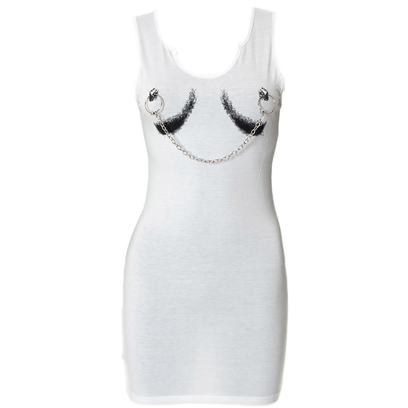 Charming Solid Mini Bodycon Dress Sexy Sleeveless Casual Hip Wrap Dress Round Neck Elastic for Wife Mother Girlfriend  White M | Fruugo SG