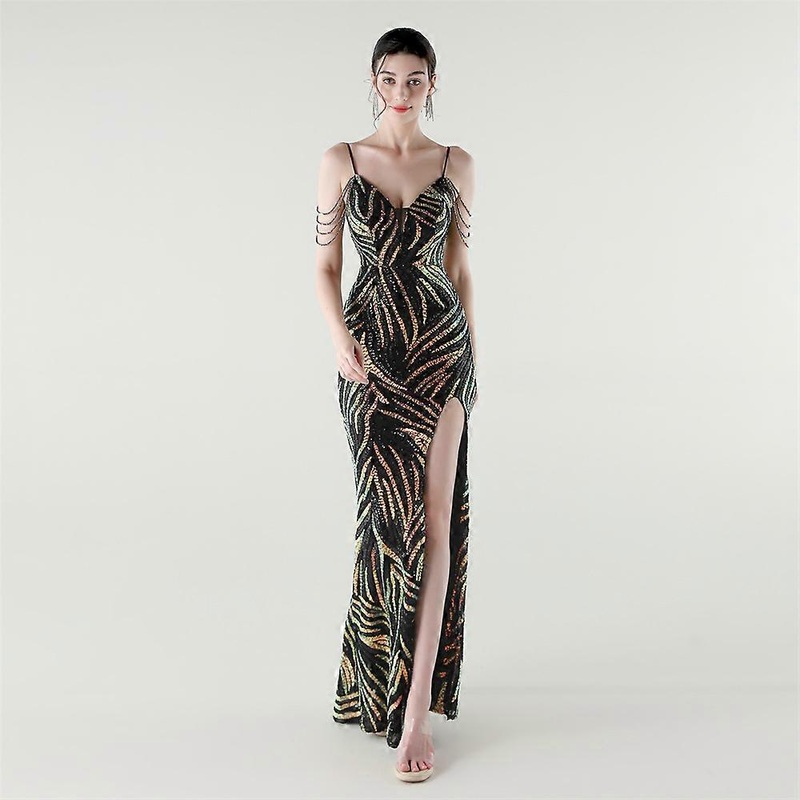 Factory clothing supplier Slim Long Evening Dress side slit wedding party dresses | Fruugo SG