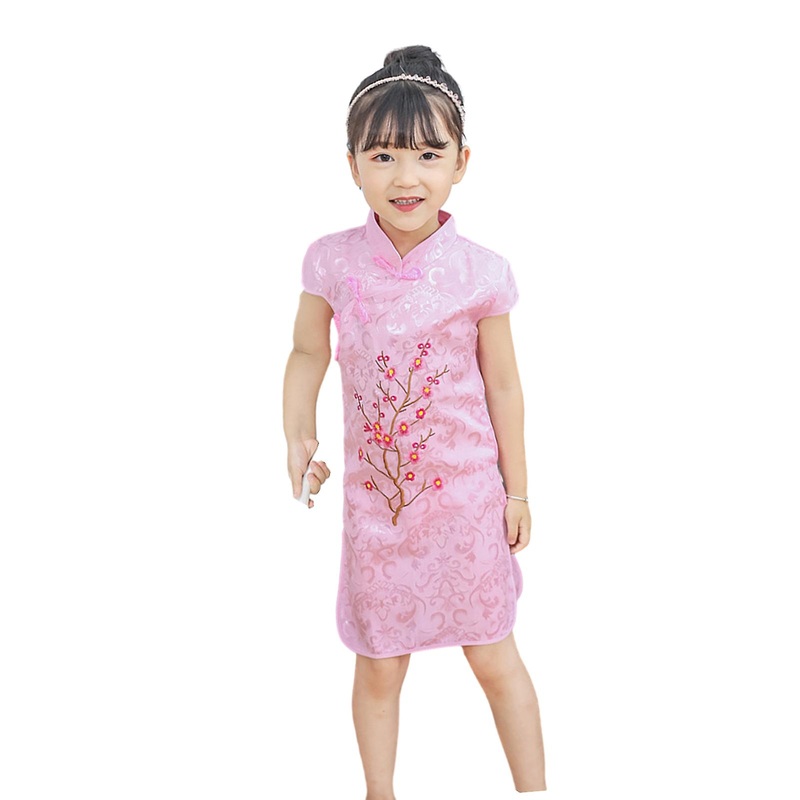 Fianao Girl’s Cheongsam Stylish Embroidered Plum Blossom Soft Cotton Blend Material Kid Cheongsam | Fruugo SG