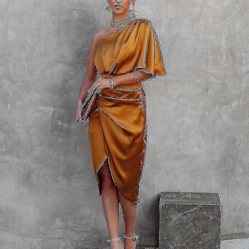 Women’s Solid Color Mid-length Dress Satin Tight Pencil Dress | Fruugo SG