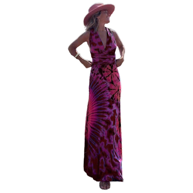 Womens Maxi Dress Summer Casual Long Dresses for Ladies Sexy V-neck Backless Cross Bandage Floral Dress  Red M | Fruugo SG