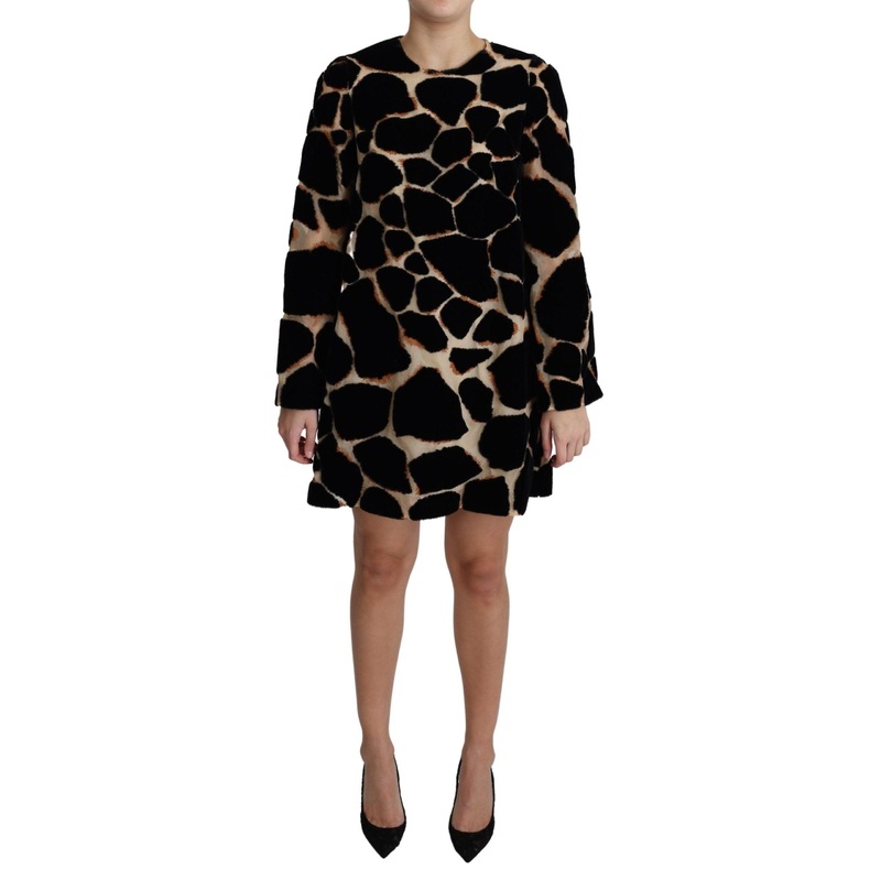 Black Giraffe Print Shift Mini Dress | Fruugo SG