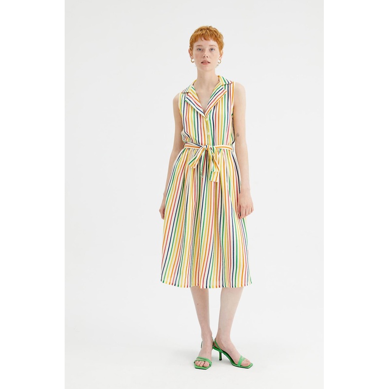 Compania Fantastica Stripe print midi shirt dress | Fruugo SG