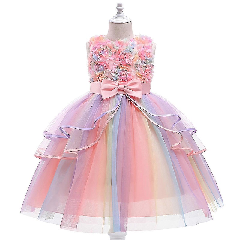 Girl Tulle Dress Rainbow Lace Princess Party Dress | Fruugo SG