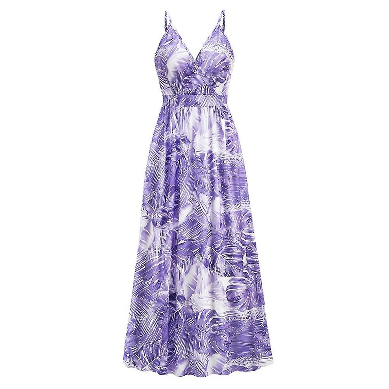 Women’s V Neck Bohemian Strap Printed High Waist Sling Floral Dress | Fruugo SG