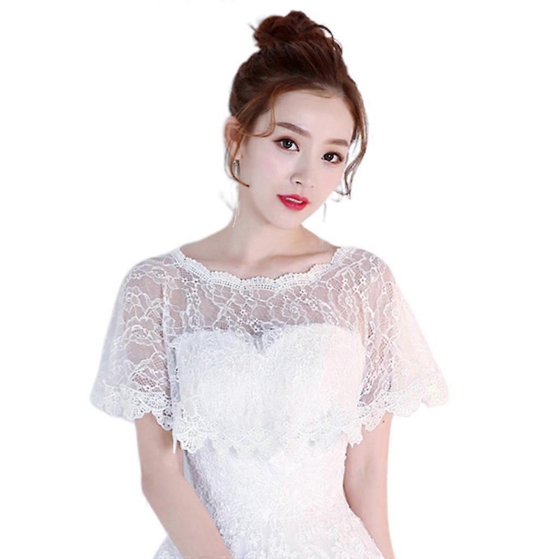 Womens Summer  Floral Lace Cape Wrap Crochet Sheer Pleated Wedding bridal  White | Fruugo SG