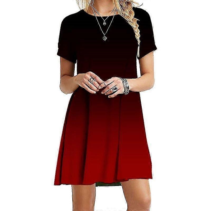 Womens Summer Short Sleeve Crew Neck Swing Dress | Fruugo SG