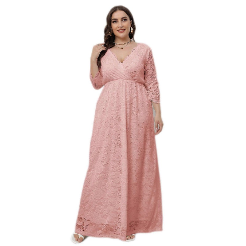 XL PinkLadies Lace Dress Women’s Plus Size Summer Dresses Sexy V Neck Dress for Party | Fruugo SG