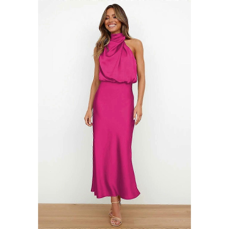 2025 Latest Model  high-end satin women’s halter neck elegant lady dress French | Fruugo SG