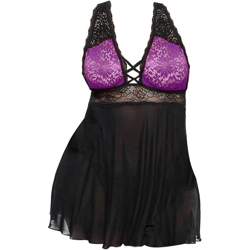2025 Latest Model  Women’s Lace Exotic Sheer Nightdress Mesh Deep V See Through | Fruugo SG
