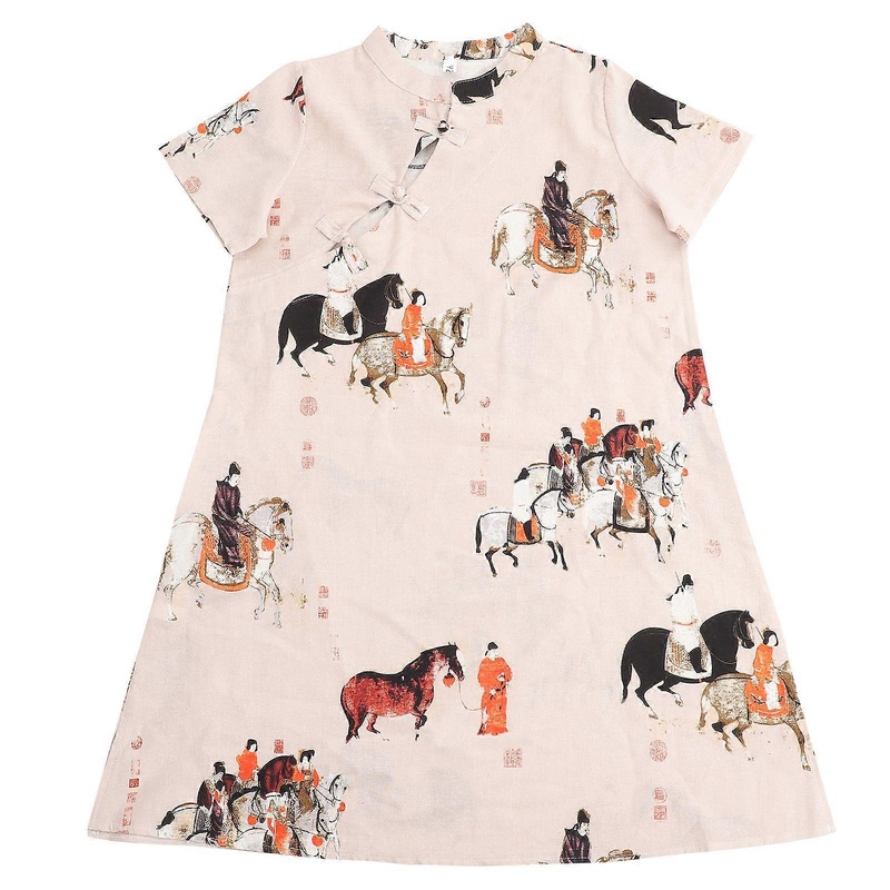 Dress Women’s Vintage Printed Dress Beige XL 1Pcs | Fruugo SG