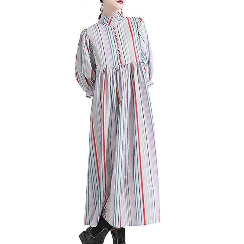 Women’s Button-Down Shirt Dress – Stylish Rainbow Striped Fall Dress | Fruugo SG