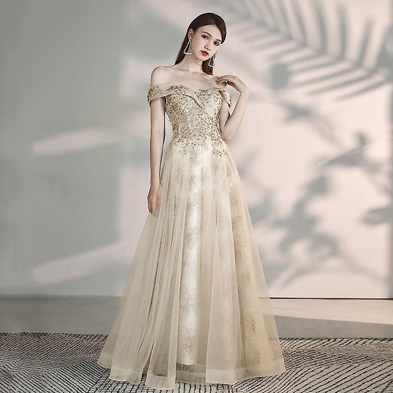 Banquet Fashion Temperament A Shoulder Flamboyant Dress | Fruugo SG