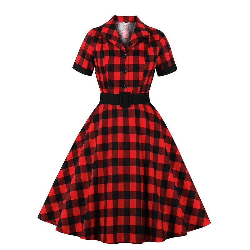 Elegant Historic Hepburn Check Dress | Fruugo SG