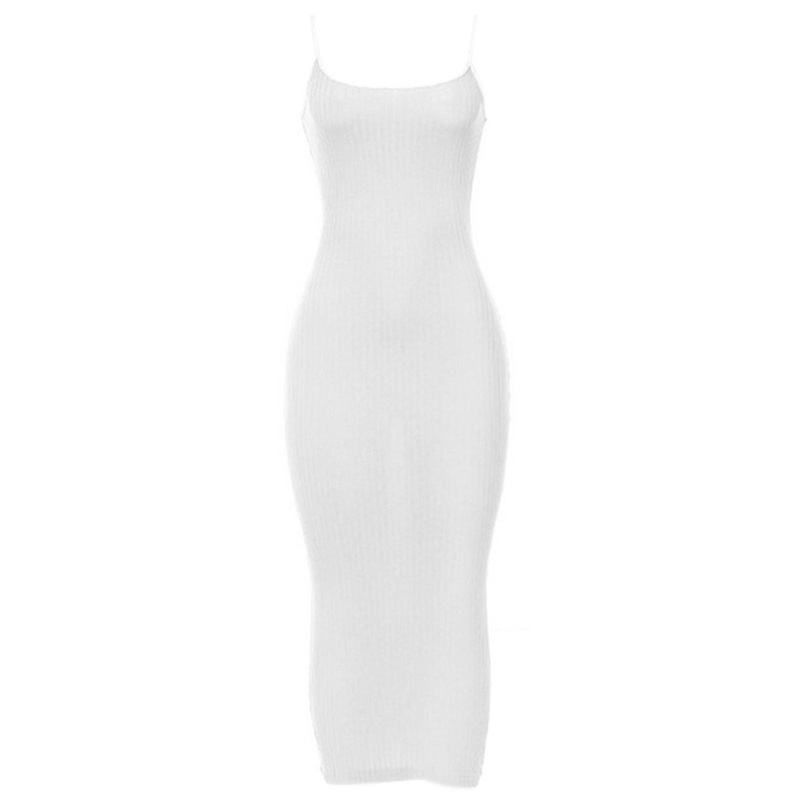 Womens Sleeveless Square Neck Dress Spaghetti Strap Bodycon Maxi Dresses Club Party Cocktail Long Dress  White S | Fruugo SG