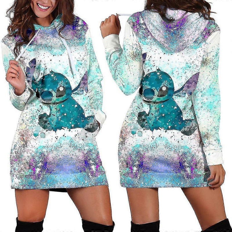 2023 New Stitch Hoodie Dress Sweater Fashion Disney Dress Sweatshirt Dress 3d Allover Printed Hoodie For Women | Fruugo SG