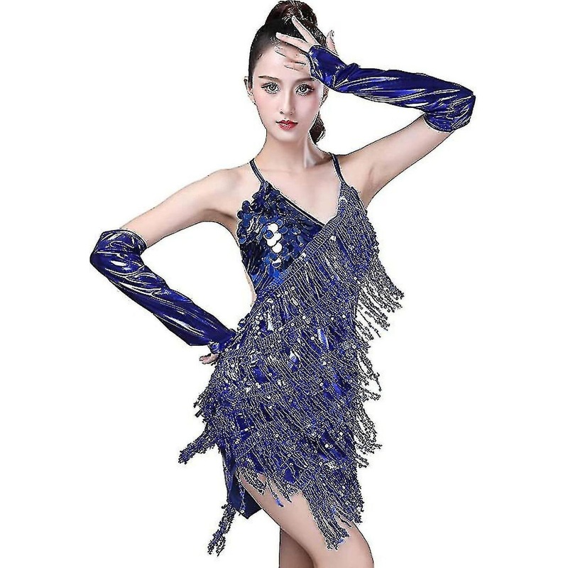 2023 Women’s Halter Neck Tassel Sequin Latin Tango Tassel Dress | Fruugo SG