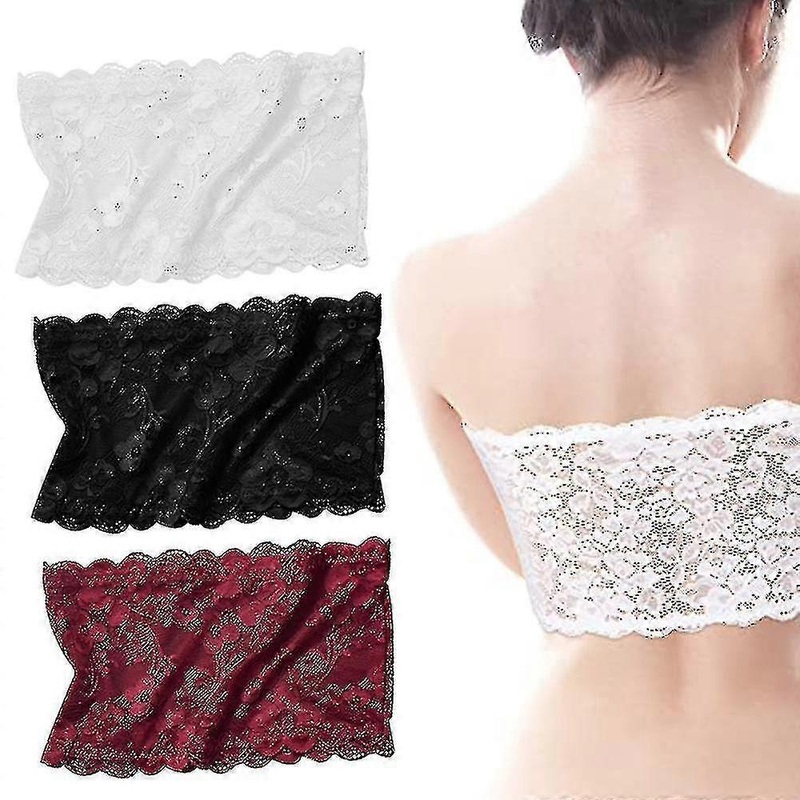 3 Pieces Women’s Floral Lace Tube Top Bandeau Strapless Bras Seamless Stretchy Chest Wrap V | Fruugo SG