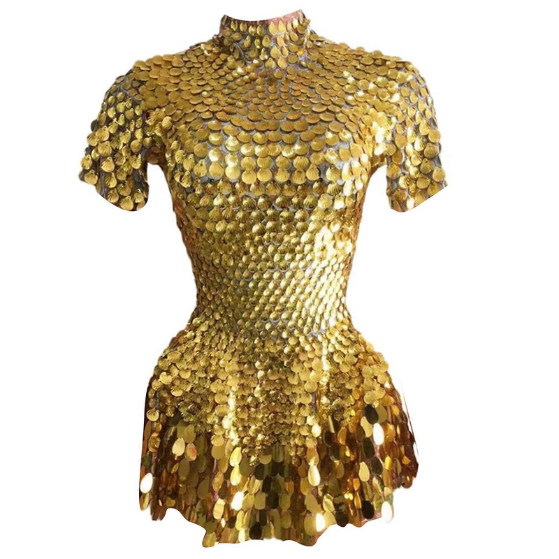 Bright Sequins Dance Costume Dress Comfortable Breathable Bodycon Dresses for Competitions and Parties Stage Show  Gold S | Fruugo SG