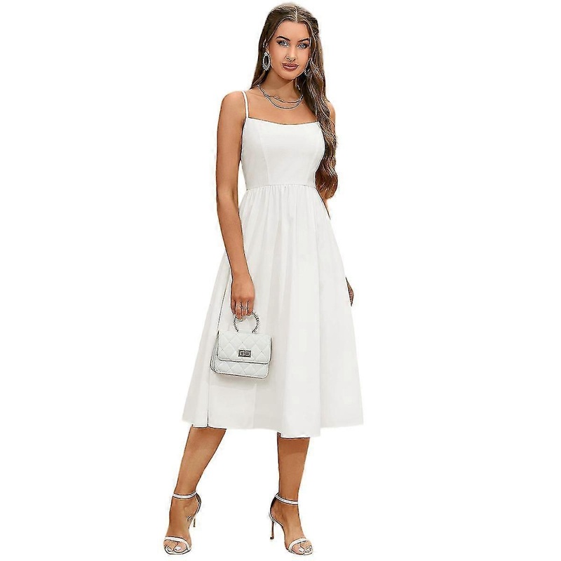 Flowy Swing Spaghetti Strap Backless Corset Long Cami Dress-Yvan | Fruugo SG