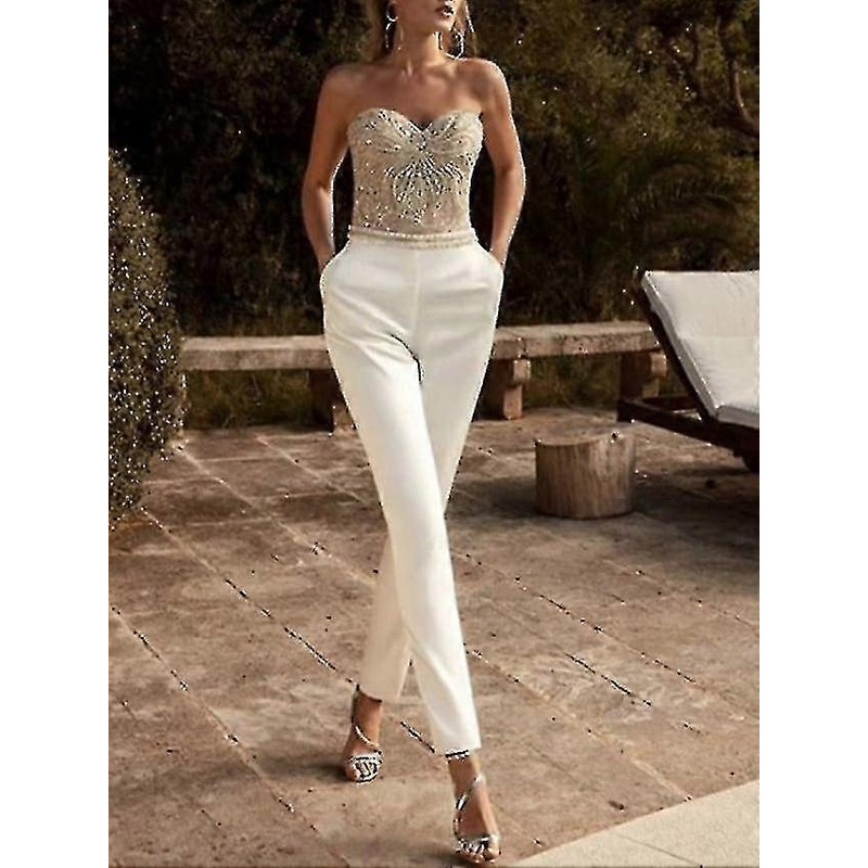Women’s Casual Sexy Party Wedding Casual White Jumpsuit Print Solid Color-Good | Fruugo SG