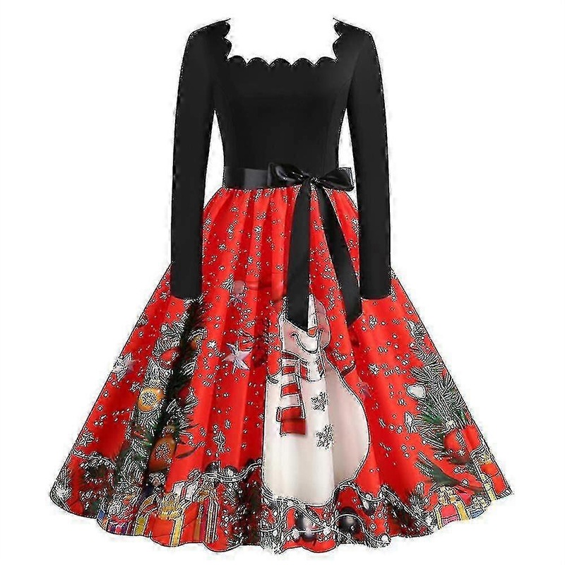 Women’s Long Sleeve Christmas Dress Xmas Party Swing A-line Dresses – JA | Fruugo SG