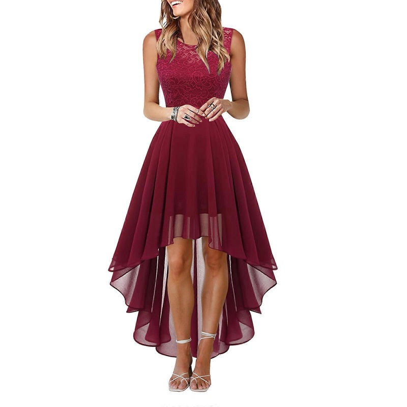 Womens Cocktail Dress Evening Dresses Elegant Wedding Festive Dresses Sleeveless Bridesmaid Dress Lace Chiffon Dress  Burgundy XL | Fruugo SG