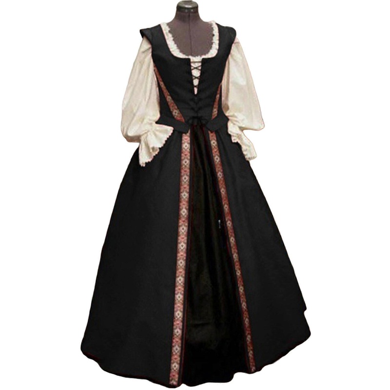 Womens Medieval Long Sleeve Square Neck Tunic Fancy Dress Gothic Cosplay Costume | Fruugo SG