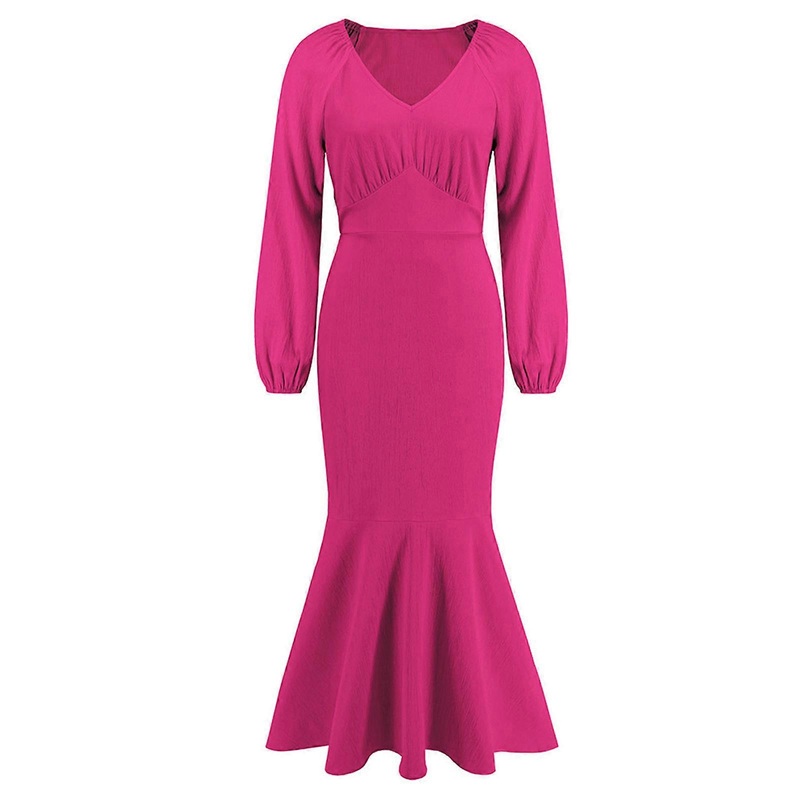 Womens Sexy Deep V-neck Lantern Long Sleeve Skinny Dress Wrap Maxi Dresses Evening Party Formal Dress  LQ675meihong M | Fruugo SG