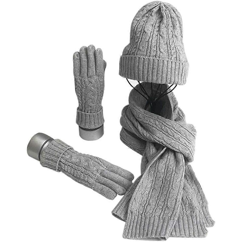 Wuhing-SJ-Grau Hat, Scarf & Glove Sets For Women Ladies Soft Warm Knitted Long Scarf 3 In 1 Winter Thick Knitted Set For Skiing Outdoors Shopping Fish | Fruugo SG