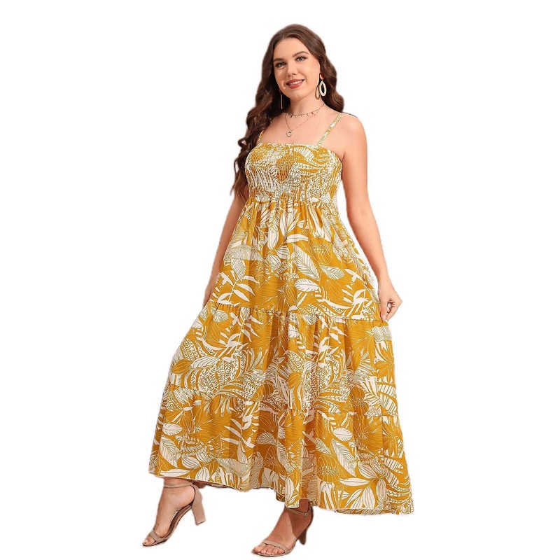 Flowy Plus Size Midi Dress Female Casual Pleated High Waist Sundress Slim Fit Party Clothing for Wife Mother Girlfriend  Yellow XL | Fruugo SG
