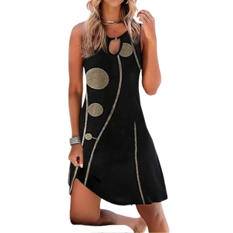 Women’s Sleeveless Geometric Print Crew Neck Daily Dress | Fruugo SG