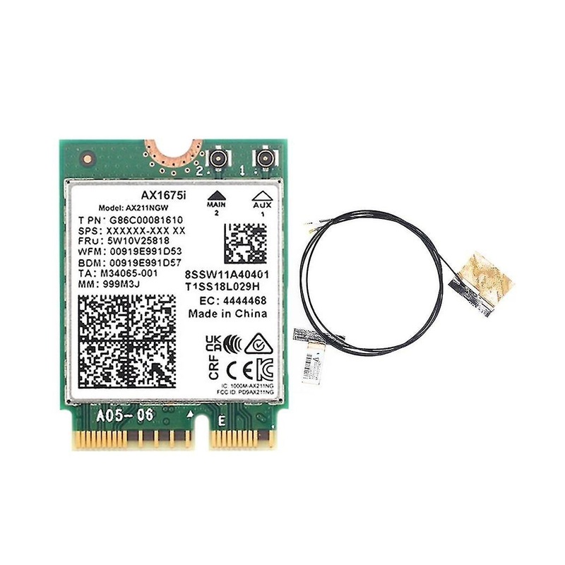 Ax1675i Wifi Card+2xantenna Wifi 6e M.2 Key E Cnvio 2 Band 2.4g/5g/6ghz Wireless Card Ax211 Bt 5.2 | Fruugo SG