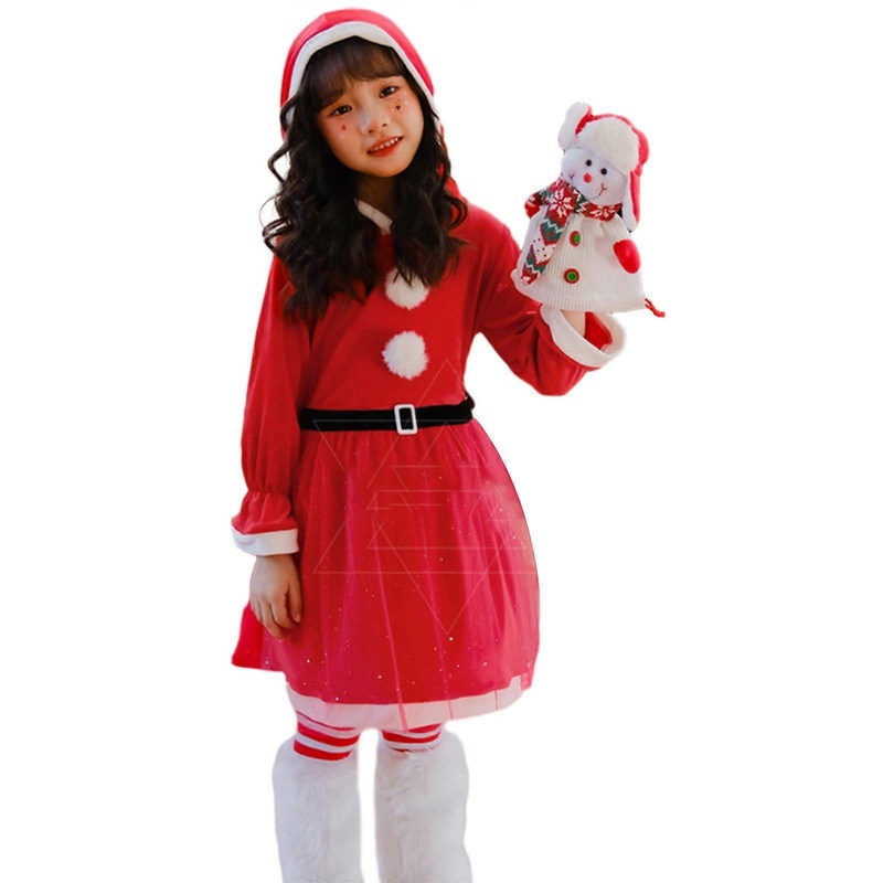 Children’s Christmas Costume Long Sleeve Dress Santa Dresses Hoodies for Girls  Red 150 | Fruugo SG