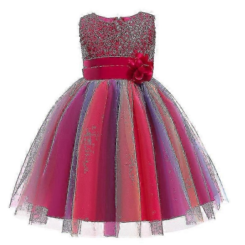 Girls Sequin Dress Rainbow Tutu Birthday Party Princess Dress Pageant Gown Flower Dress | Fruugo SG
