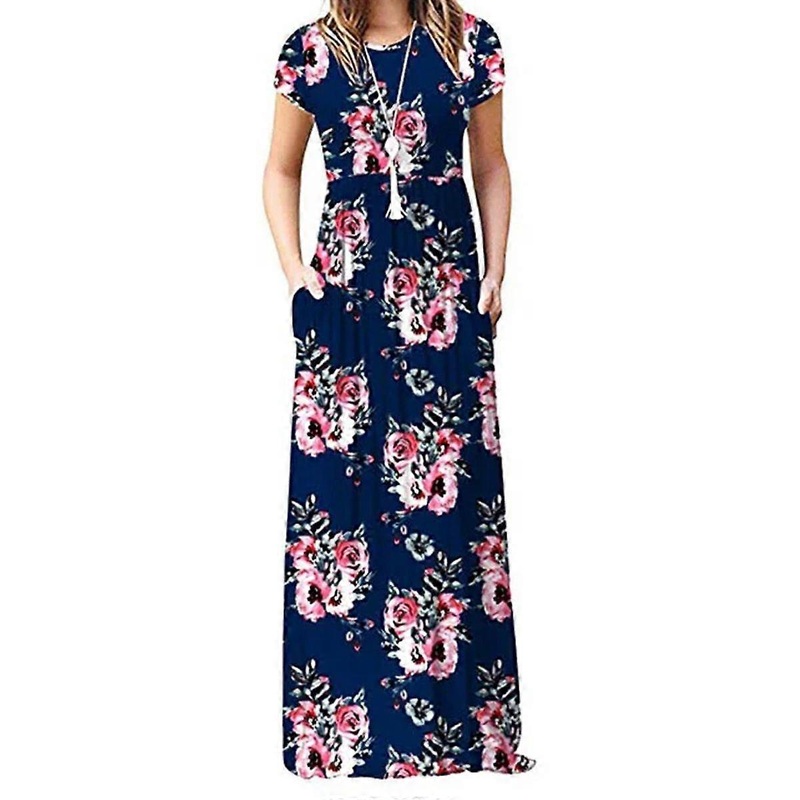 Women’s Short Sleeve Loose Plain Dress (Casual Long Dress with Pockets) | Fruugo SG