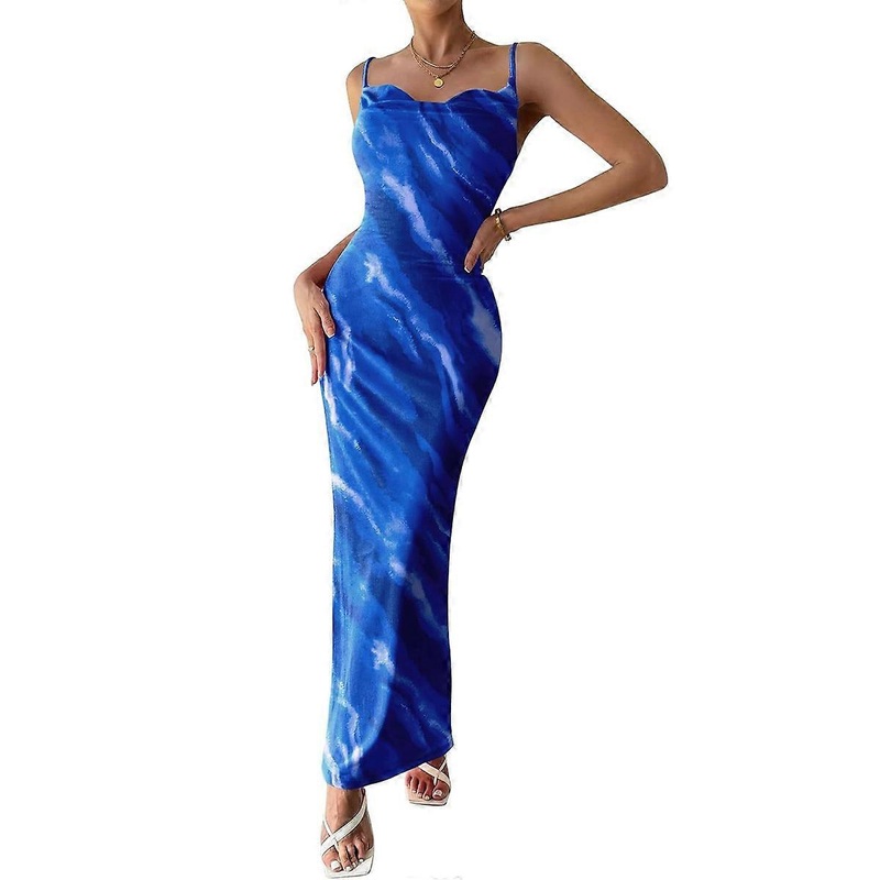 Women’s Summer Floral Spaghetti Strap Maxi Dress Stretch Sexy Bodycon Dress Backless Slip Long Dresses | Fruugo SG