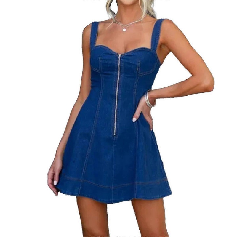 Women’s Summer Tank Denim Mini Dress Casual Sweetheart Neck Adjustable Strap A Line Jean Dress | Fruugo SG
