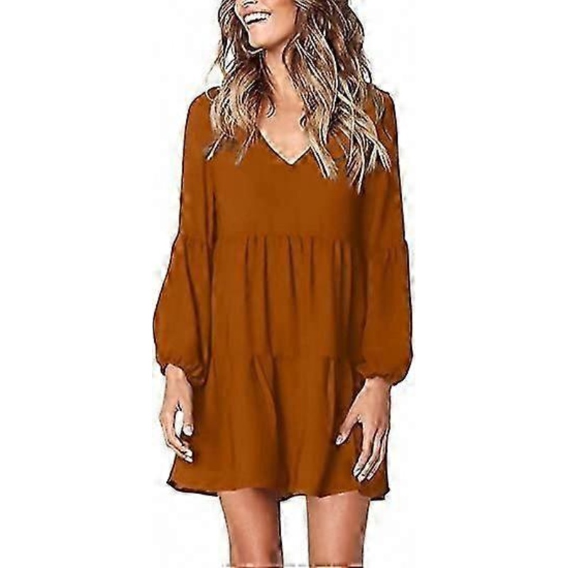 Women’s Summer Tunic Dress V Neck Casual Loose Flowy Swing Shift Dress | Fruugo SG
