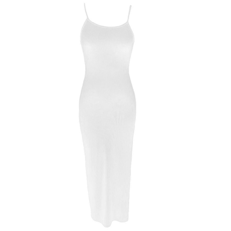 Womens Summer Tanks Top Dress Solid Color Sleeveless Side Split Bodycon High-waisted Streetwear Dresses for Summer  White XL | Fruugo SG