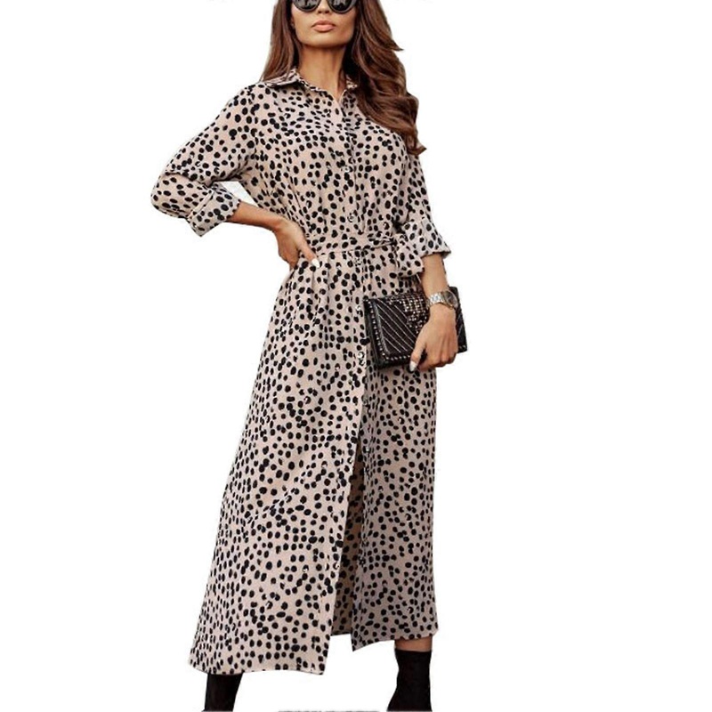 Dress Long Sleeve Floral Print Button Down Tie Strappy Ankle Length Fashionable Maxi Dress for Lady | Fruugo SG
