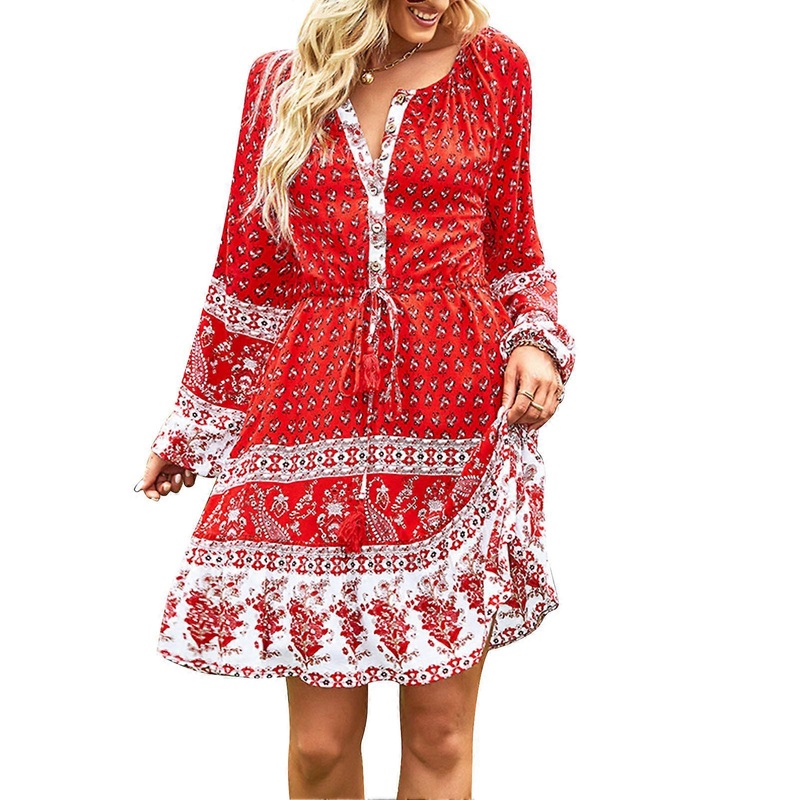 Elastic Design Casual A Line Midi Length Women Dress for 4 Seasons Vocation Holiday Home Beach | Fruugo SG