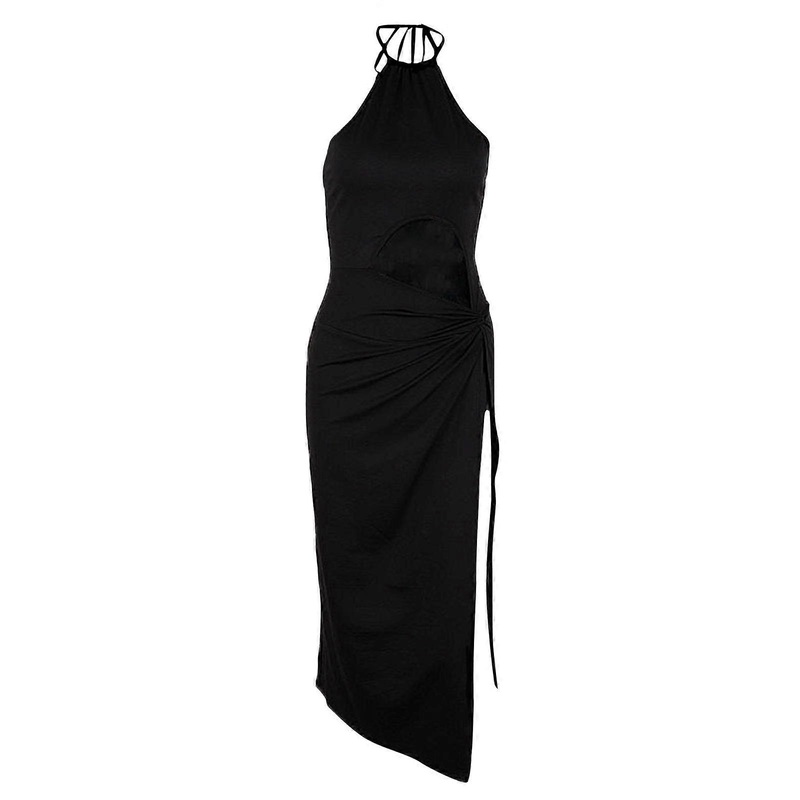 Women’s Split Dress Fashion Cut out Halter Dress Elegant Lace Up Dress Sexy Sleeveless Dress Female Cocktail Party Dress  L | Fruugo SG