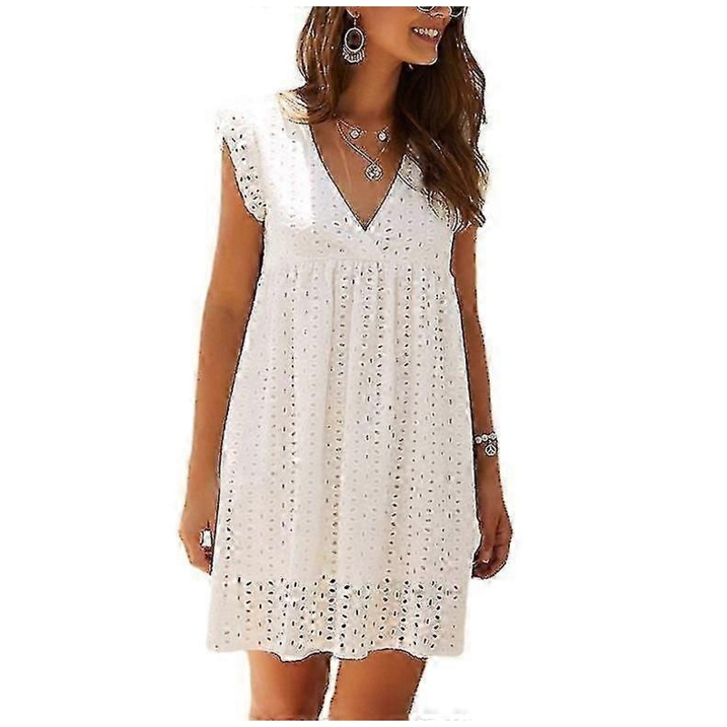 Women’s V Neck Lace Short Sleeve Casual Loose Short | Fruugo SG